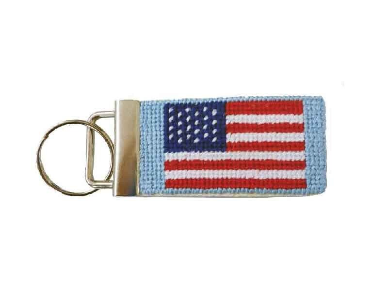 Needlepoint Kit American Flag Key Fob with monogram option