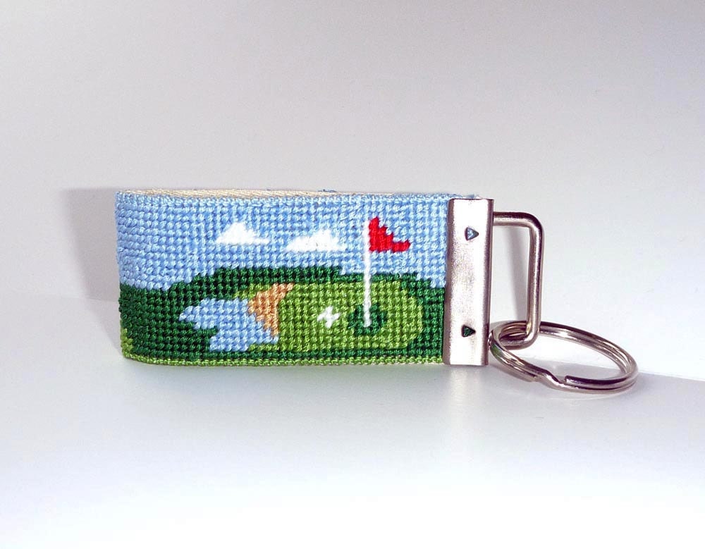 Needlepoint Kit Golfing Key Fob