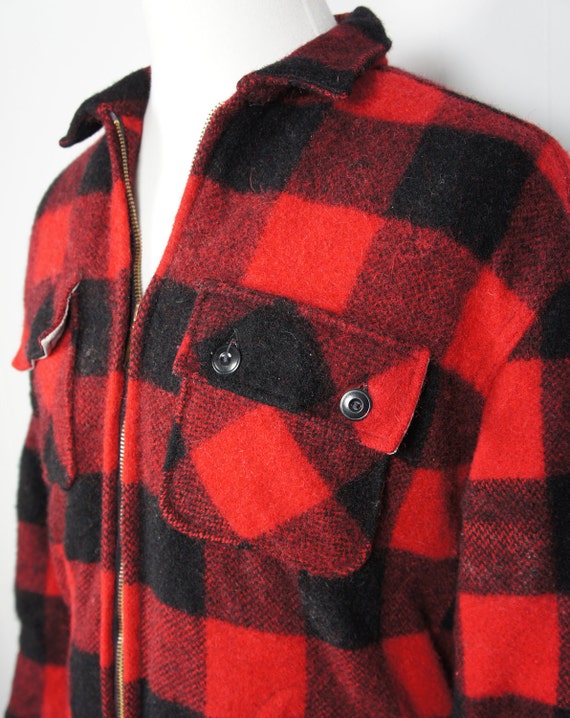 Vintage 1950's Men's Red and Black Wool Lumberjack