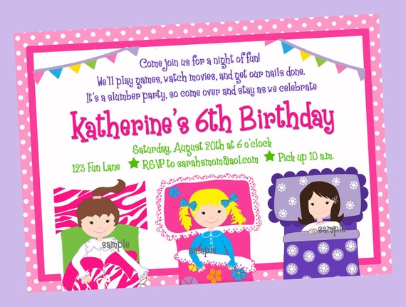 Free Printable Color Sleepover Invitations 7