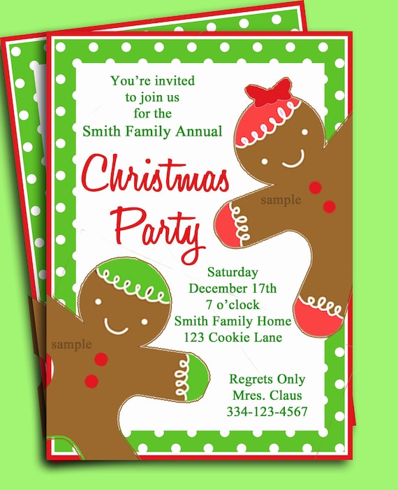 Items similar to Christmas Party Invitation Printable - Gingerbread Kid