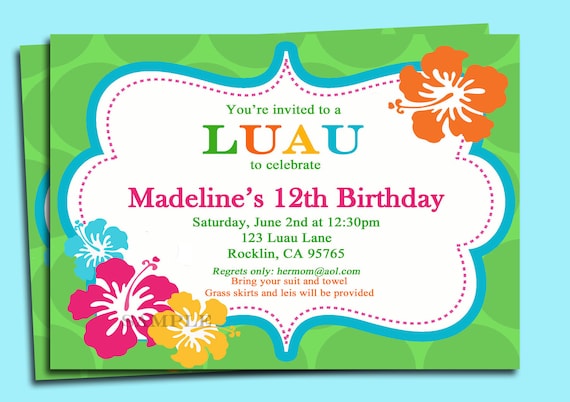 Luau Party Invitation Wording 3