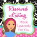 Reserved Especially for Lindsey