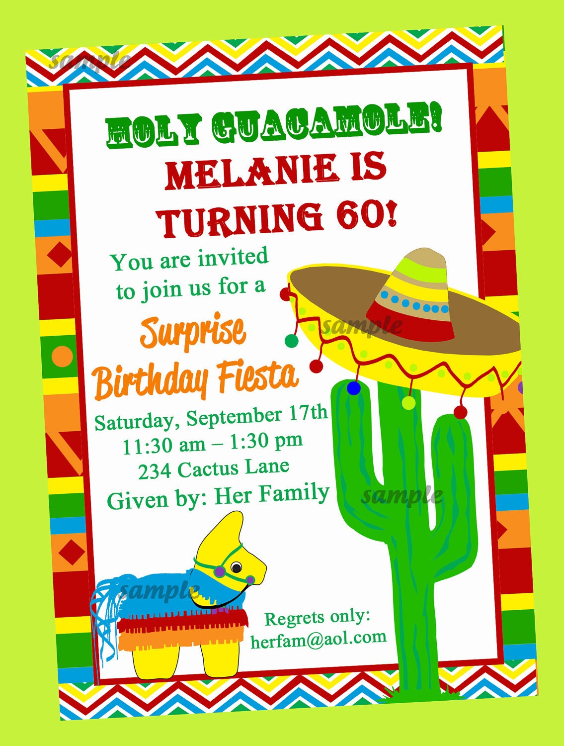 Fiesta Party Invitation Printable or Printed with FREE