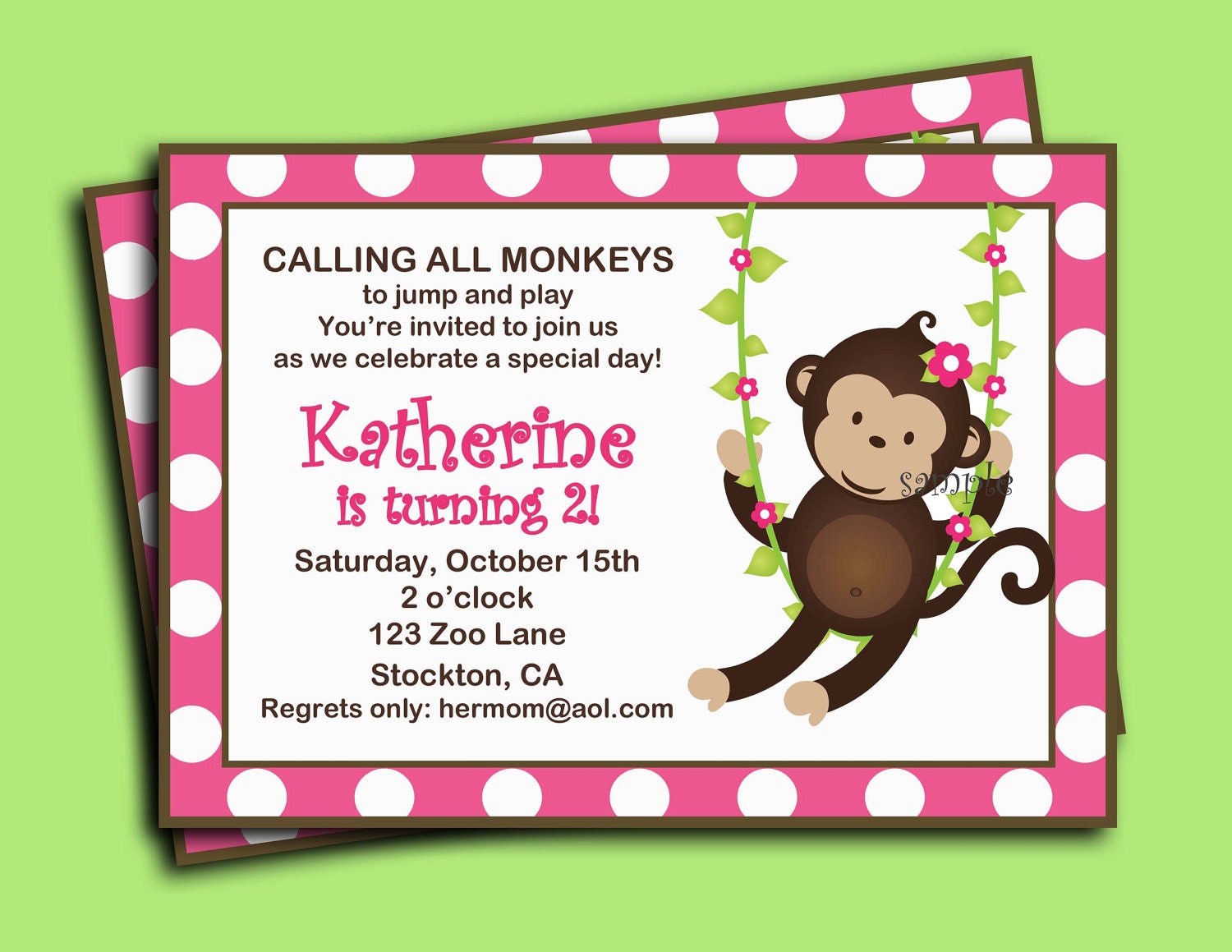 Baby Shower Girl Monkey Invitations 3