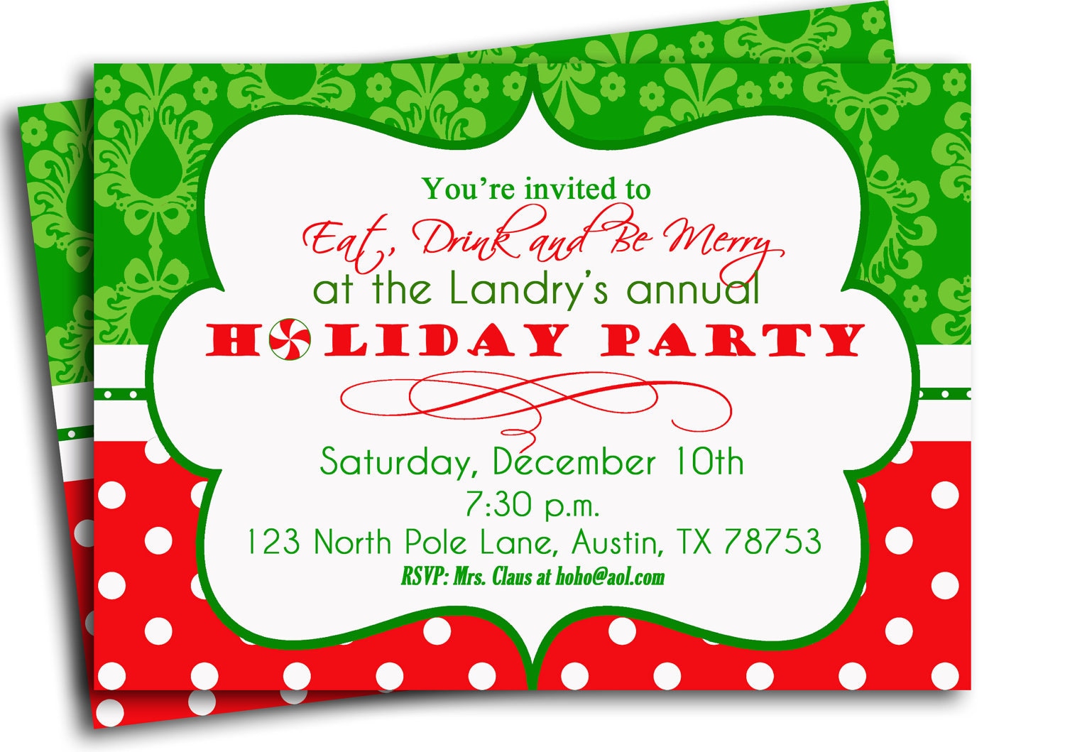 Christmas Party Invitation Printable Traditional Holiday