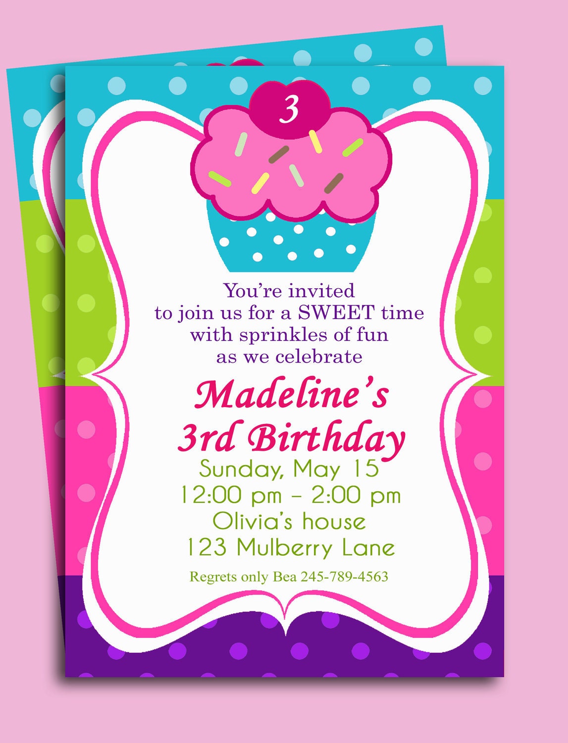 Cupcake Birthday Invitation Printable Or Printed By Thatpartychick
