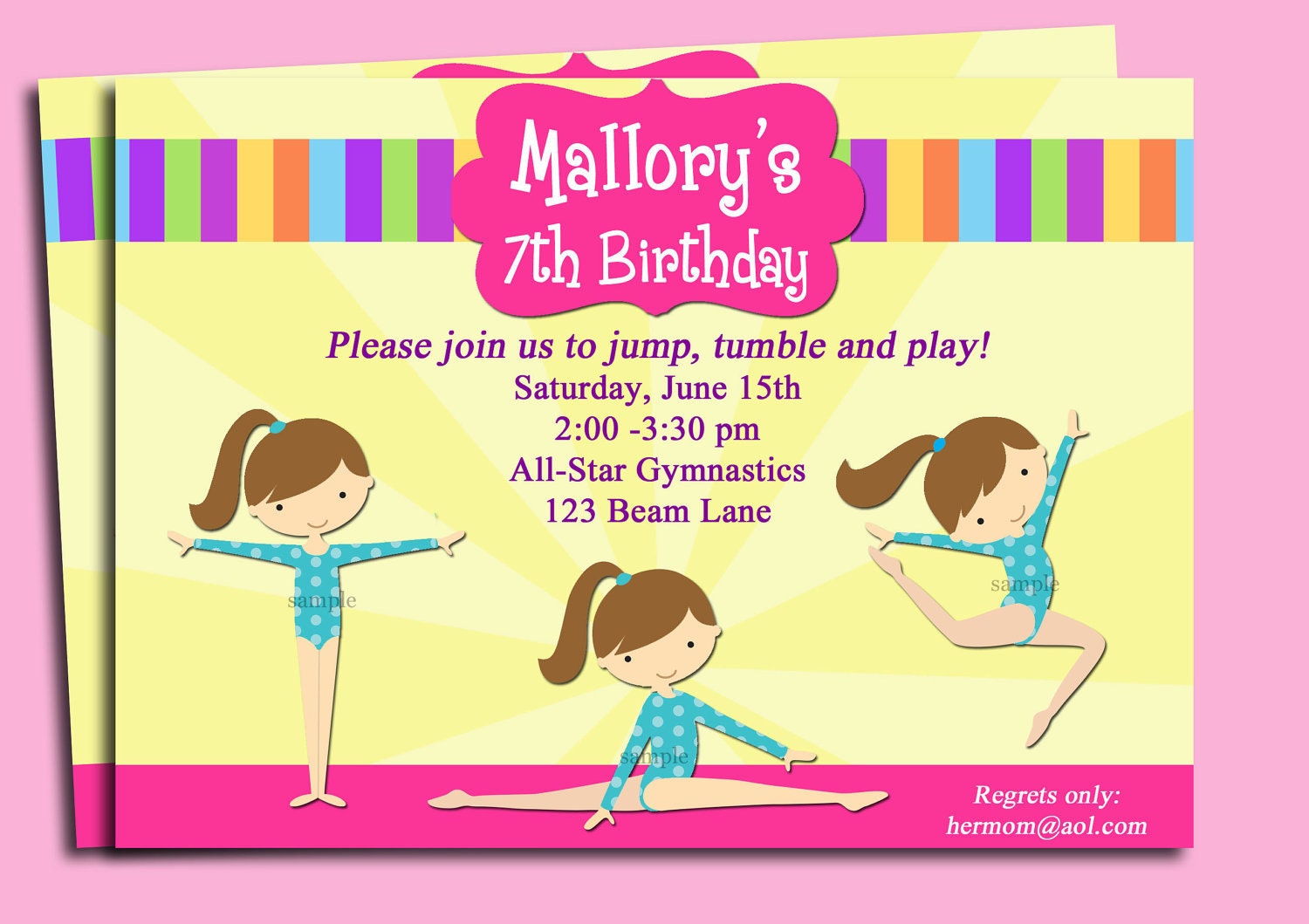 Gymnastics Party Invitations 6