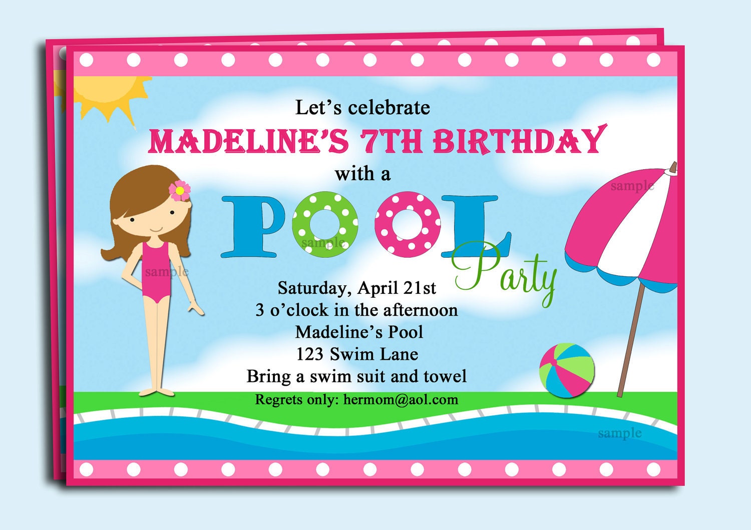 Sample Pool Party Invitations 9