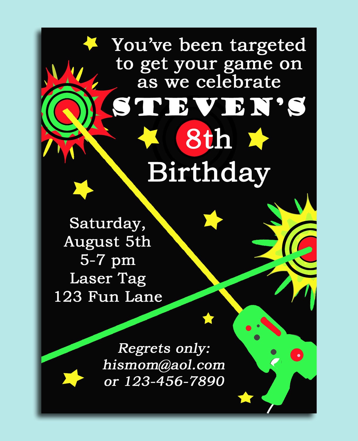 Free Printable Laser Tag Birthday Party Invitations Template 5