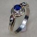 Unique Argentium Silver and 14kt Gold Filled with a 4mm Cubic Zirconia CZ Sapphire Birthstone