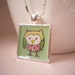 Mint Green Owl Square Necklace