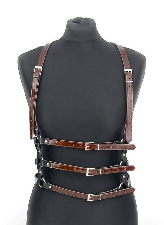 Brown Patent Leather Harness