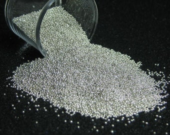 micro marbles silver microbeads half ounce / 14 grams glass miniature metallic sprinkles 2 SIZES now available Supplies