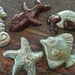 Sea Creatures Batik brown blue and Green mosaic or jewelry