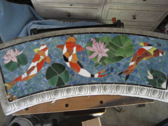 Items similar to Mosaic Bench, Koi and Lily pads--Reserved 