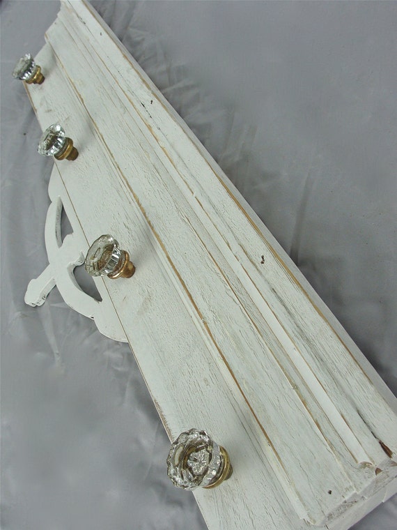 Antique Glass Door Knob Coat Rack on Reclaimed Woodlarge