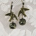 Upcycled Vintage Earrings- Antique brass- Birds- Smoky Green- One of a KInd