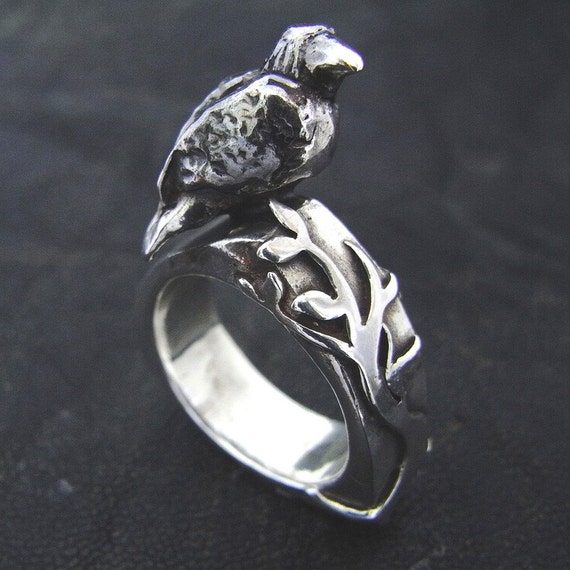 Enchanted Sterling Silver Crow Ring Raven Bird by AWolfandI