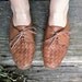 Brown Leather Woven Comfy Shoes, Size 9