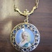 Very Pretty Faux Portrait Necklace in a 1920's Art Nouveau Style Frame and Chain