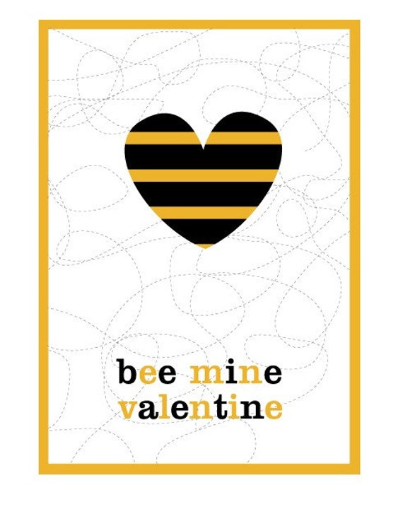 Items Similar To Printable Valentines Bee Mine Valentine Bumble Bee 