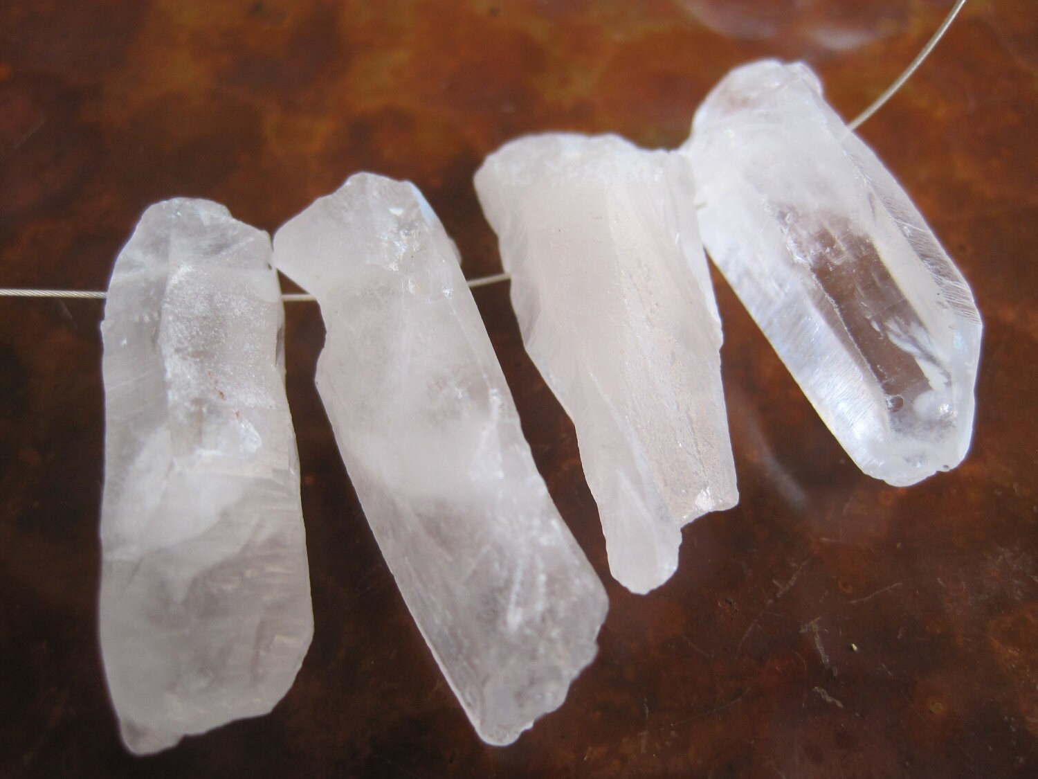 Rough Quartz Crystal Point Beads Raw Drilled by PamelasDesertRocks