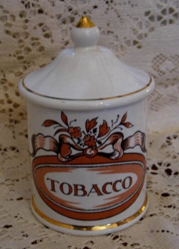 Vintage Tobacco Humidor Jar Pipe Cigarette Smoking Apothecary