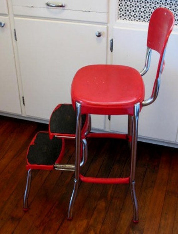 Vintage Cosco Step Stool Folding Steps Booster Seat Red