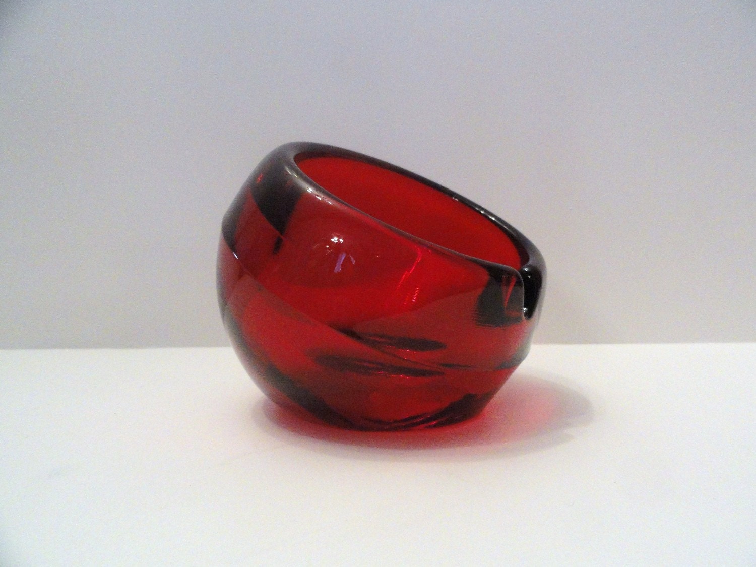 Vintage Ashtray Viking Orb Red Glass TReasury Item