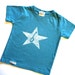Toddler T-shirt Organic and Fair Trade Ceritifed Ocean Blue Banjo Baby with distressed star- hand-drawn and hand-printed- Baby Clothes