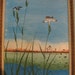 Original Oil Painting, 1979 signed, serene pond, flowers, gorgeous colors, turquiose, light green, rose