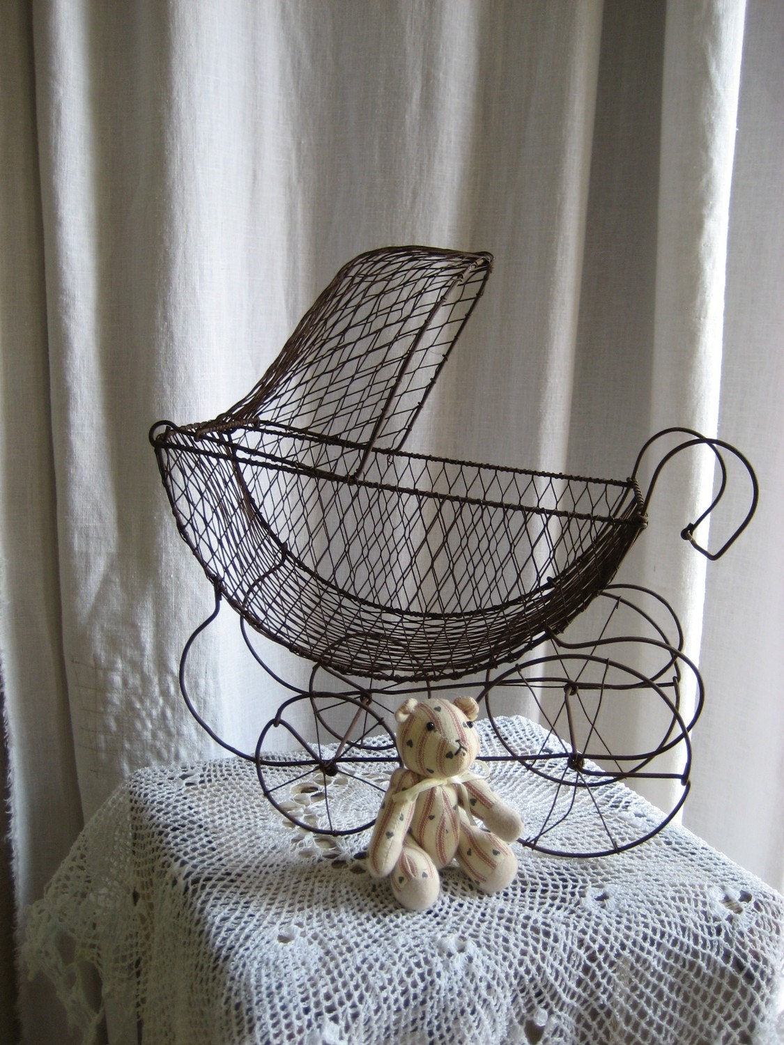 Vintage Large Wire Baby Carriage