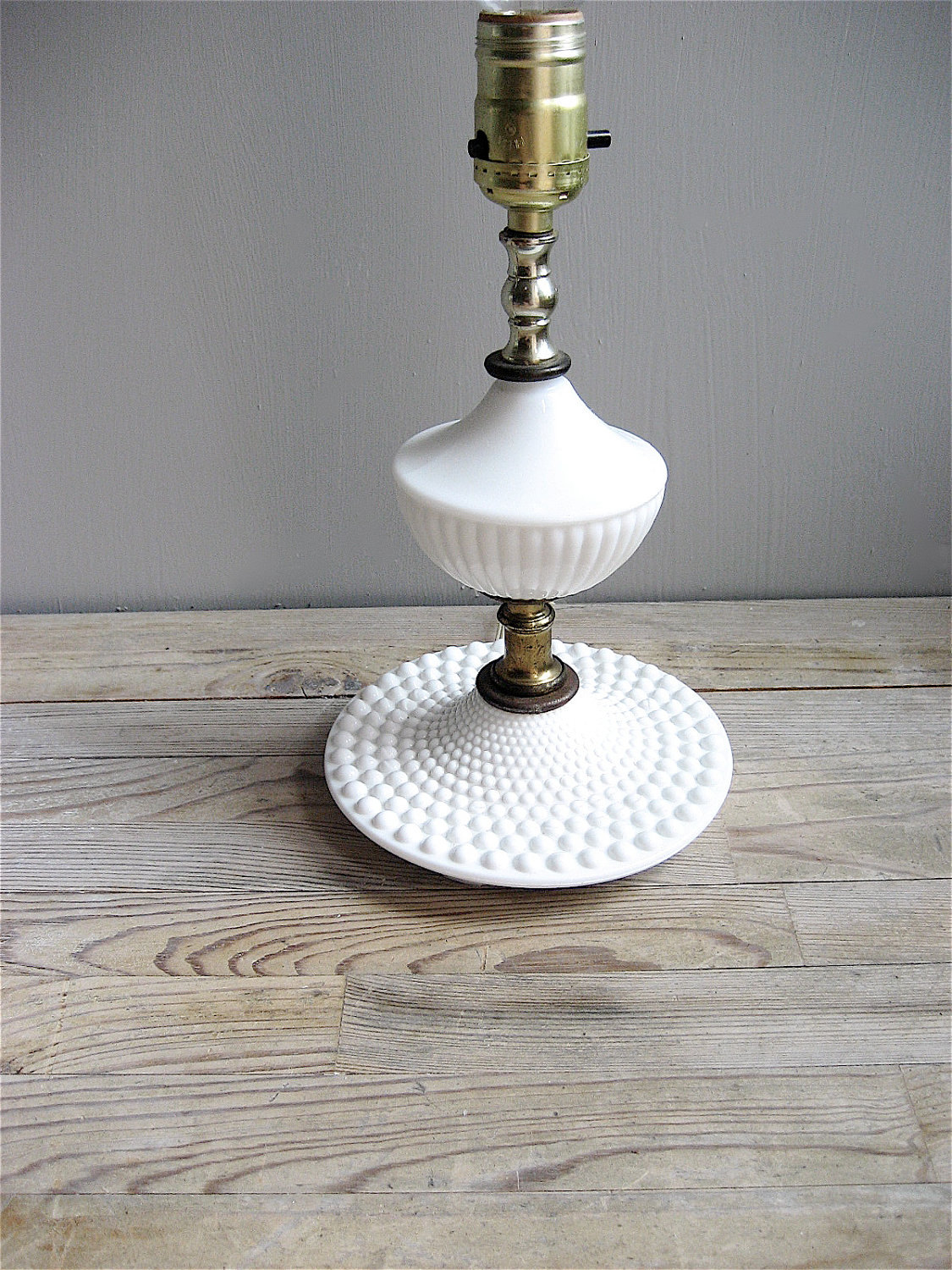 Vintage Milk Glass Hobnail Lamp 2704