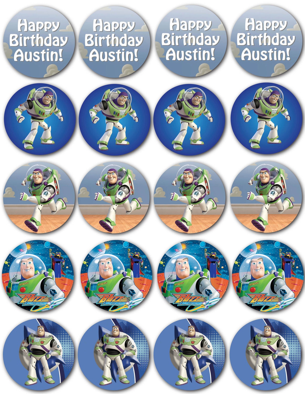 Custom Buzz Lightyear Cupcake Toppers Digital