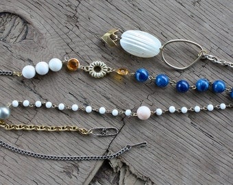 Long recycled vintage bead and chain necklace