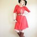 SALE Sheer Red Ruffled & Rouched Puffy Sleeve Dress