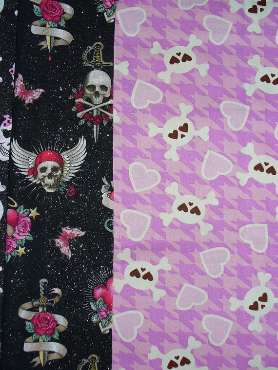 Skulls Fabrics / 6 Fabric Listing / Emo / Punk Rocker / Goth