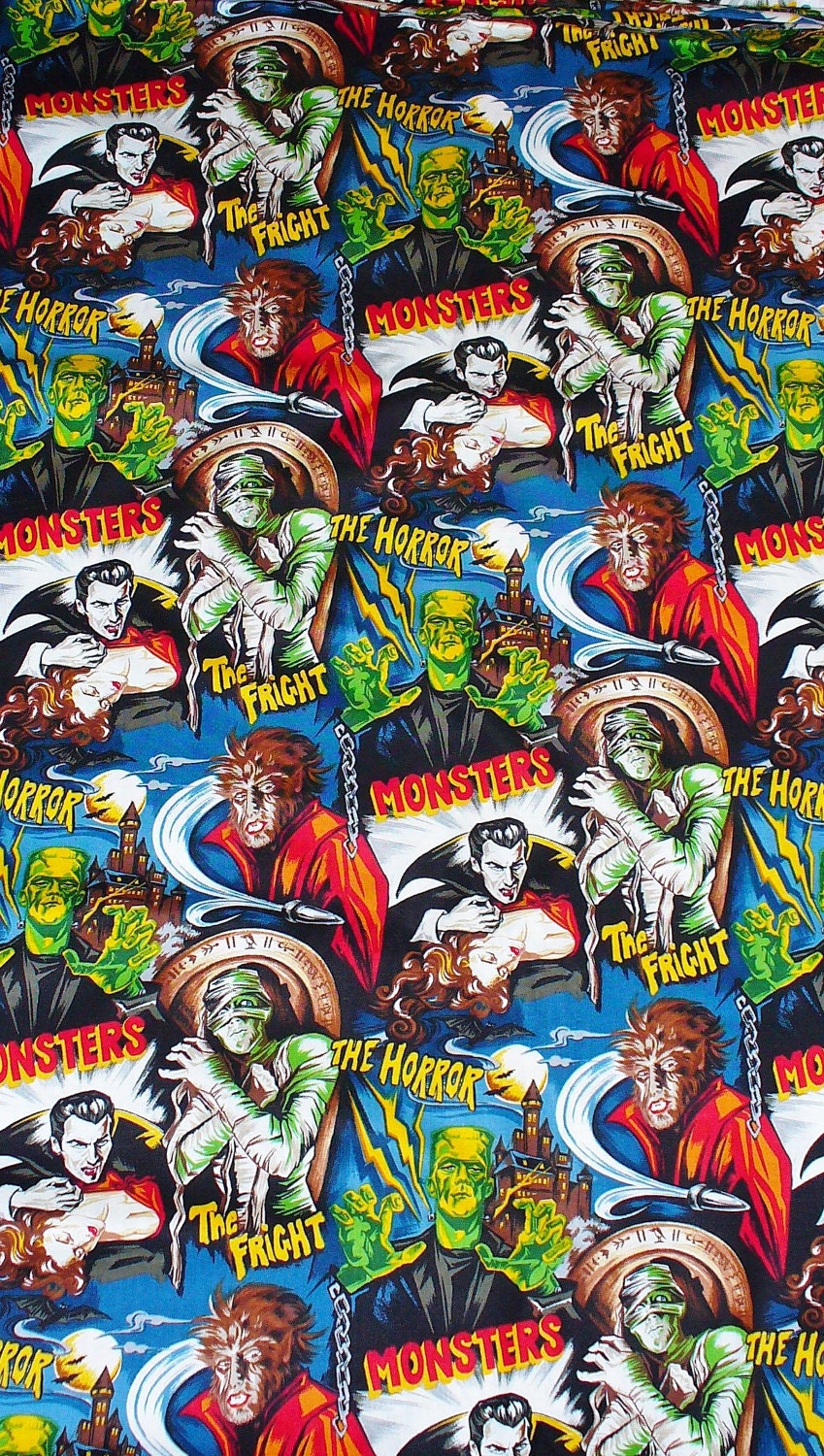Horror Movie Monsters Fabric / Robert Kaufman / Frankenstein