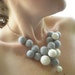Grey & White Necklace - Sculptural Needle Felted Ball Necklace
