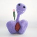 Felt Lavender Pheeple with a Peach Ribbon Flower - Needle Felted Purple Character