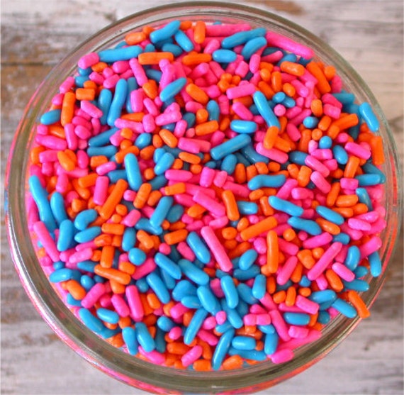 Sprinkles 3 oz Circus Jimmies Mix orange pink blue