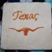 Texas Longhorn - Hand Stamped Travertine Tile Coasters - Set of 4 - Great Father's Day Gift