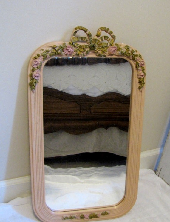 Vintage Dusty Pink Ornate Mirror