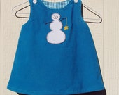 Baby Aline Dress, Folkart Snowman, Size 6 Months