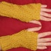 Fingerless Gloves, Golden Saffron, Hand Knit Wrist Warmers