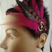 Fascinator Pink Feathers Great Gatsby Style Rhinestone, Headband fascinator