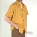 Mens Short Sleeve Mustard Yellow Shirt Vintage 70s Eatons