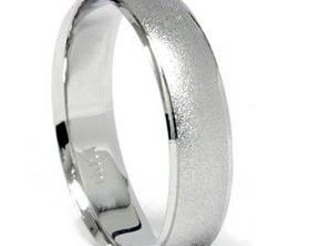 Mens 14K White Gold Satin 5MM Wedding Ring Band New