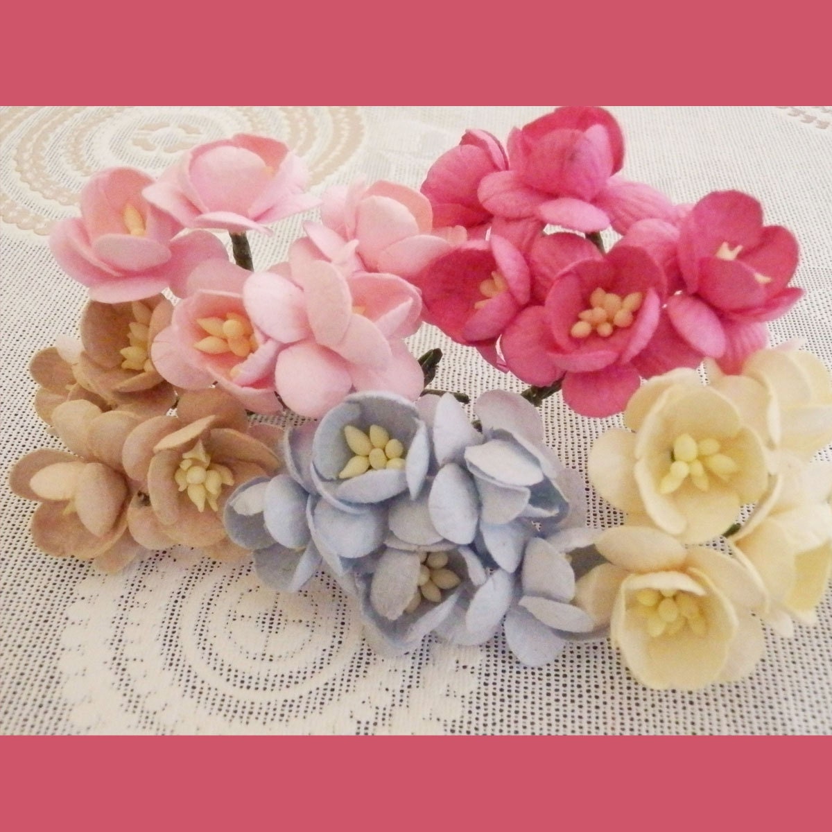 100 Handmade Mulberry Paper Flowers Mixed Sweet Classic Color